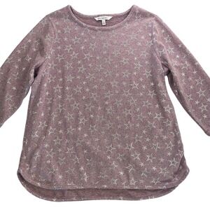 Emily Daniels Womens Quarter Sleeve Metallic Star Pattern Sweater Top Womens 622